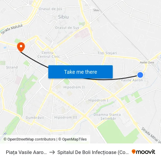 Piața Vasile Aaron I to Spitalul De Boli Infecțioase (Copii) map