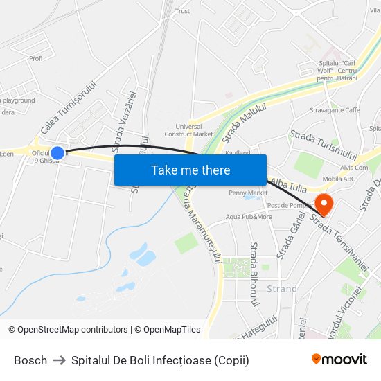 Bosch to Spitalul De Boli Infecțioase (Copii) map