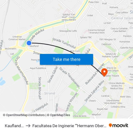 Kaufland II to Facultatea De Inginerie ""Hermann Oberth"" map