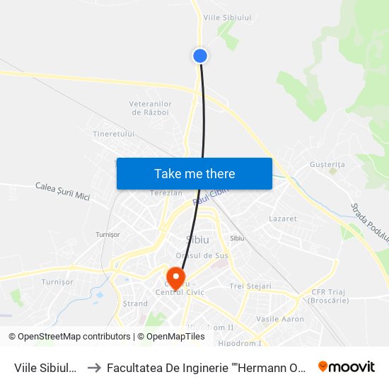 Viile Sibiului V to Facultatea De Inginerie ""Hermann Oberth"" map