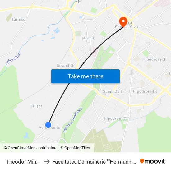 Theodor Mihaly II to Facultatea De Inginerie ""Hermann Oberth"" map