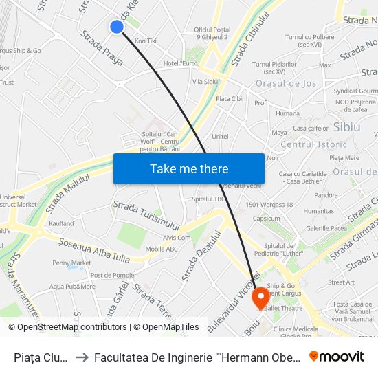 Piața Cluj II to Facultatea De Inginerie ""Hermann Oberth"" map