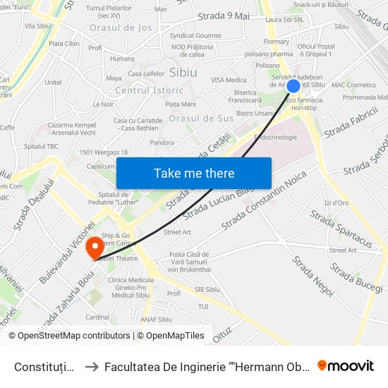 Constituției II to Facultatea De Inginerie ""Hermann Oberth"" map