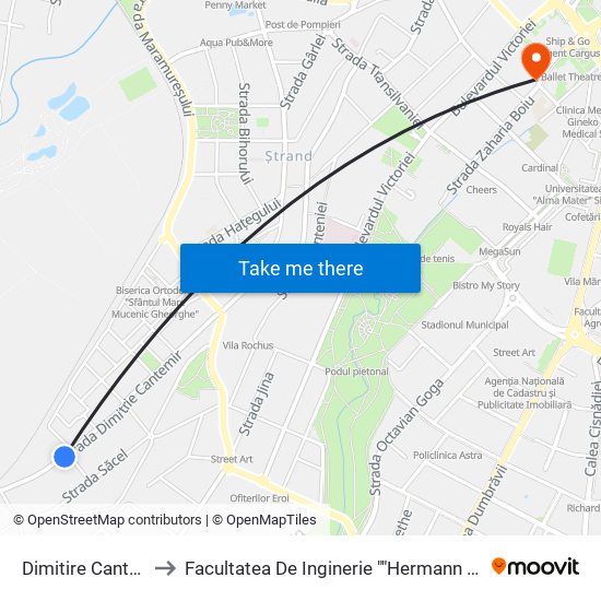 Dimitire Cantemir to Facultatea De Inginerie ""Hermann Oberth"" map