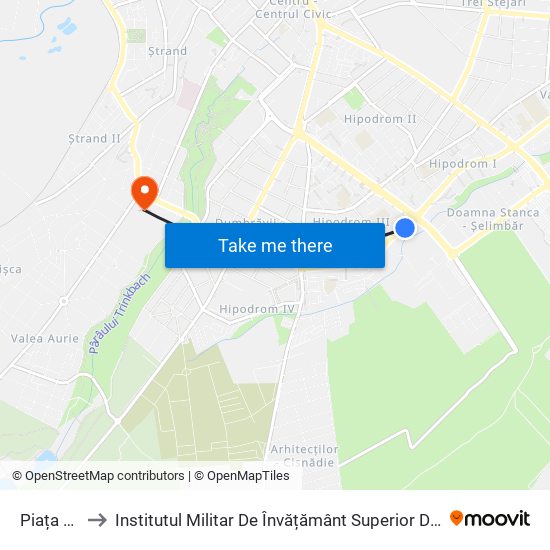 Piața Rahova I to Institutul Militar De Învățământ Superior De Artilerie Și Geodezie ""Ioan Vodă"" map