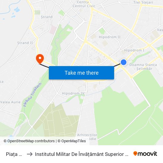 Piața Rahova II to Institutul Militar De Învățământ Superior De Artilerie Și Geodezie ""Ioan Vodă"" map