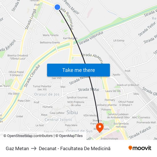 Gaz Metan to Decanat - Facultatea De Medicină map