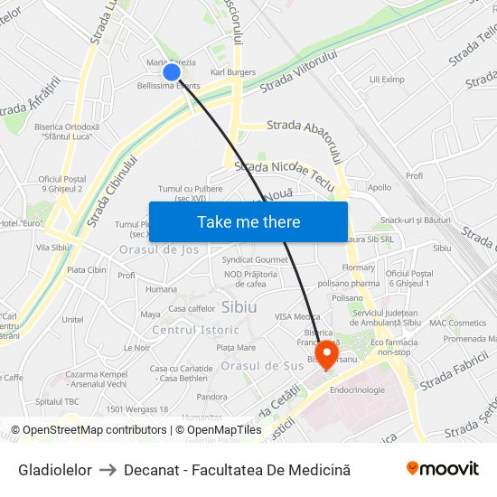 Gladiolelor to Decanat - Facultatea De Medicină map