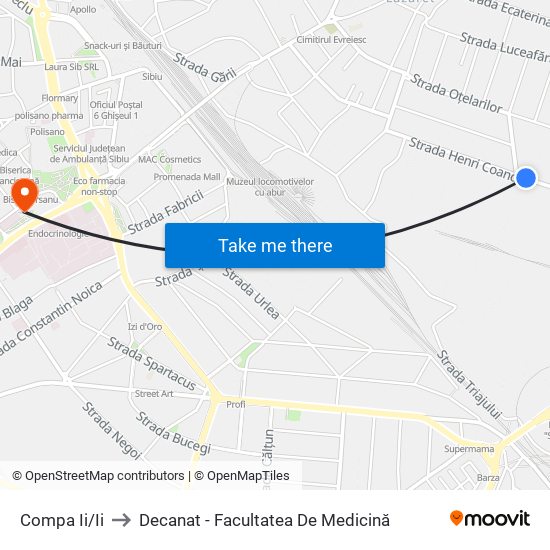 Compa Ii/Ii to Decanat - Facultatea De Medicină map