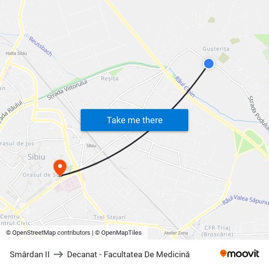 Smârdan II to Decanat - Facultatea De Medicină map