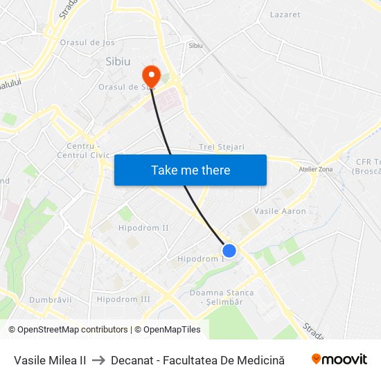 Vasile Milea II to Decanat - Facultatea De Medicină map