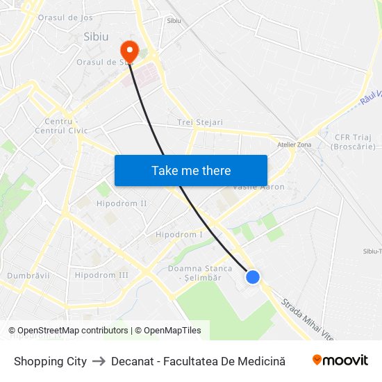 Shopping City to Decanat - Facultatea De Medicină map