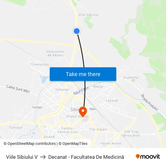 Viile Sibiului V to Decanat - Facultatea De Medicină map