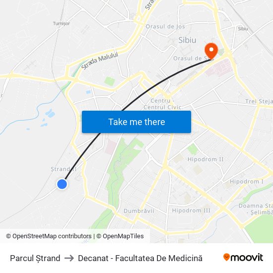 Parcul Ștrand to Decanat - Facultatea De Medicină map