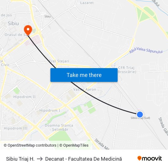 Sibiu Triaj H. to Decanat - Facultatea De Medicină map