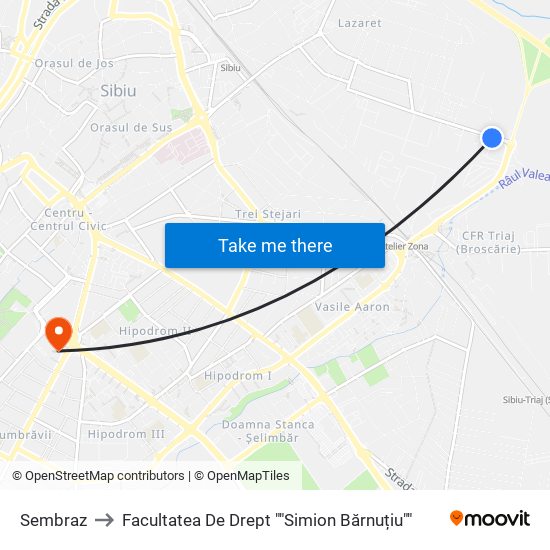 Sembraz to Facultatea De Drept ""Simion Bărnuțiu"" map