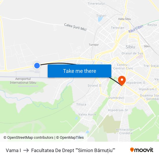 Vama I to Facultatea De Drept ""Simion Bărnuțiu"" map