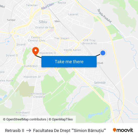 Retrasib II to Facultatea De Drept ""Simion Bărnuțiu"" map