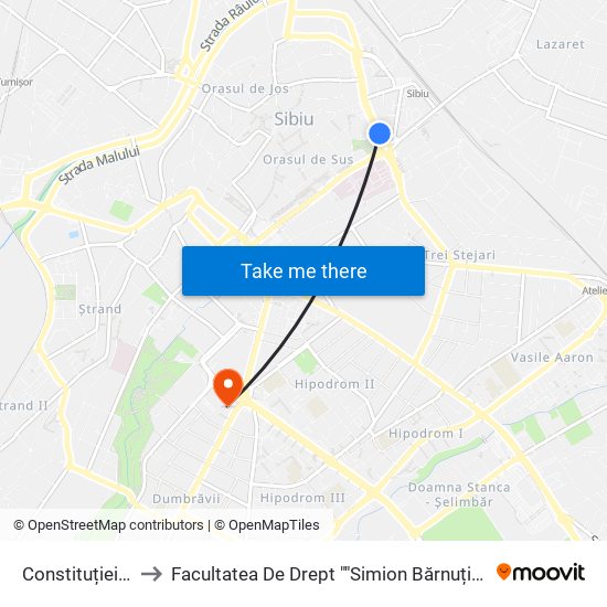 Constituției II to Facultatea De Drept ""Simion Bărnuțiu"" map