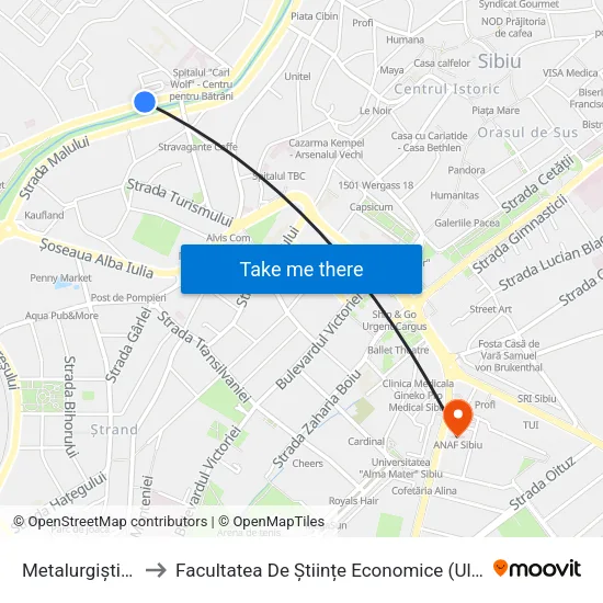 Metalurgiștilor to Facultatea De Științe Economice (Ulbs) map