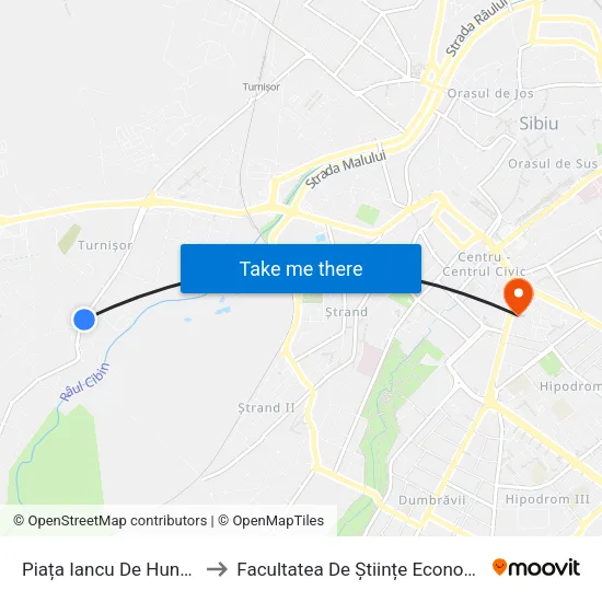 Piața Iancu De Hunedoara II to Facultatea De Științe Economice (Ulbs) map