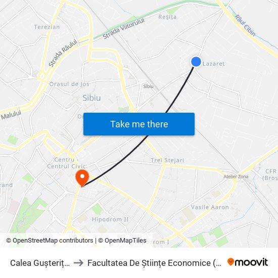 Calea Gușteriței I to Facultatea De Științe Economice (Ulbs) map