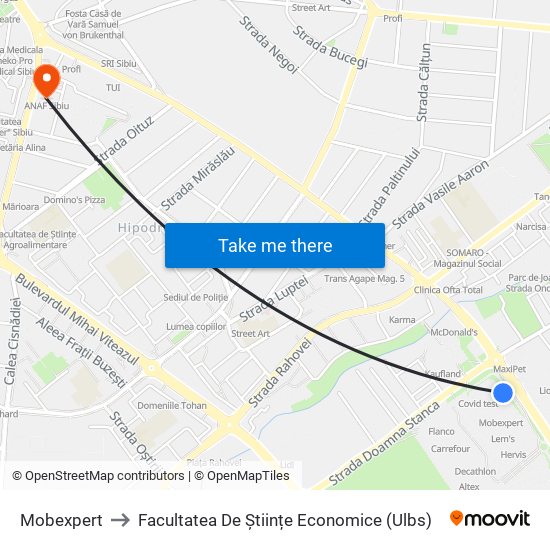 Mobexpert to Facultatea De Științe Economice (Ulbs) map