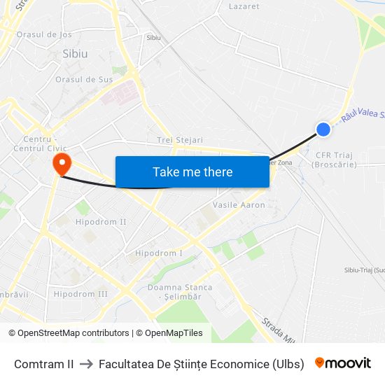 Comtram II to Facultatea De Științe Economice (Ulbs) map