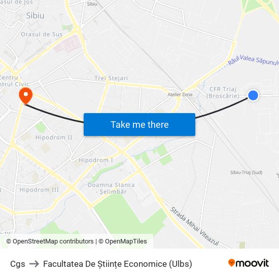 Cgs to Facultatea De Științe Economice (Ulbs) map