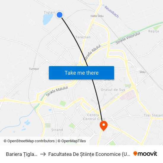 Bariera Țiglari I to Facultatea De Științe Economice (Ulbs) map