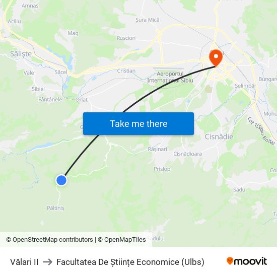 Vălari II to Facultatea De Științe Economice (Ulbs) map