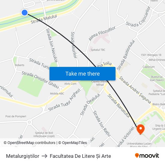 Metalurgiștilor to Facultatea De Litere Și Arte map