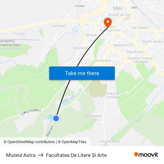 Muzeul Astra to Facultatea De Litere Și Arte map