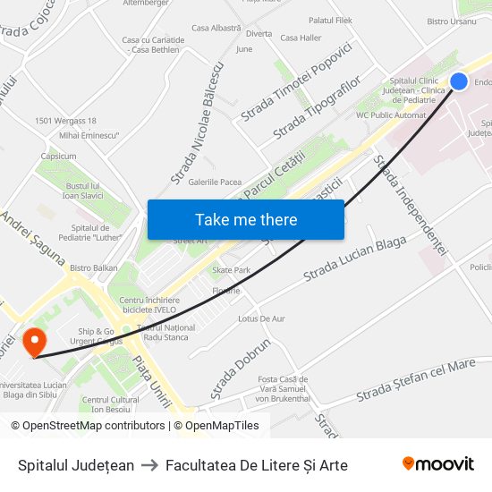 Spitalul Județean to Facultatea De Litere Și Arte map