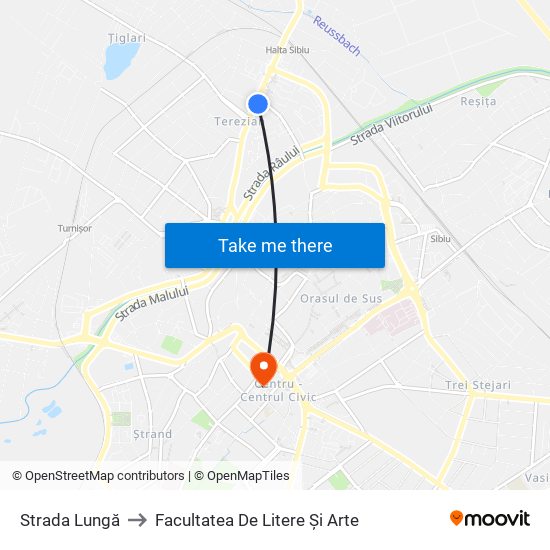 Strada Lungă to Facultatea De Litere Și Arte map