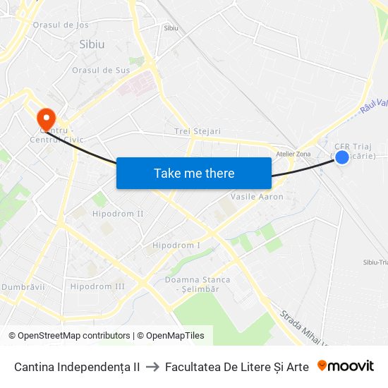 Cantina Independența II to Facultatea De Litere Și Arte map