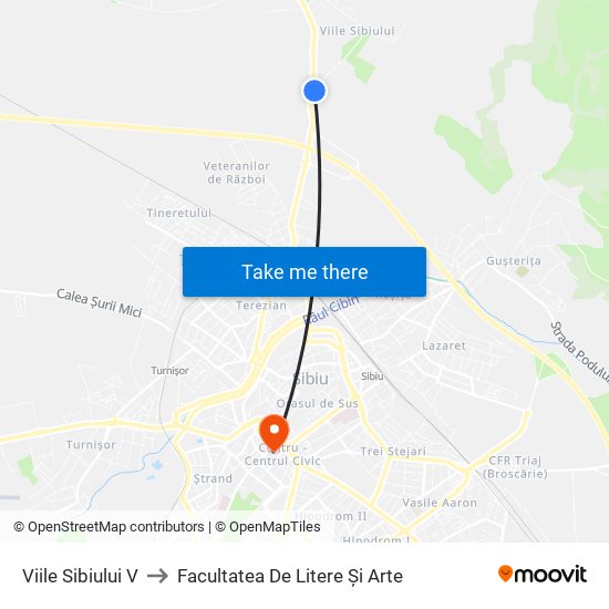 Viile Sibiului V to Facultatea De Litere Și Arte map