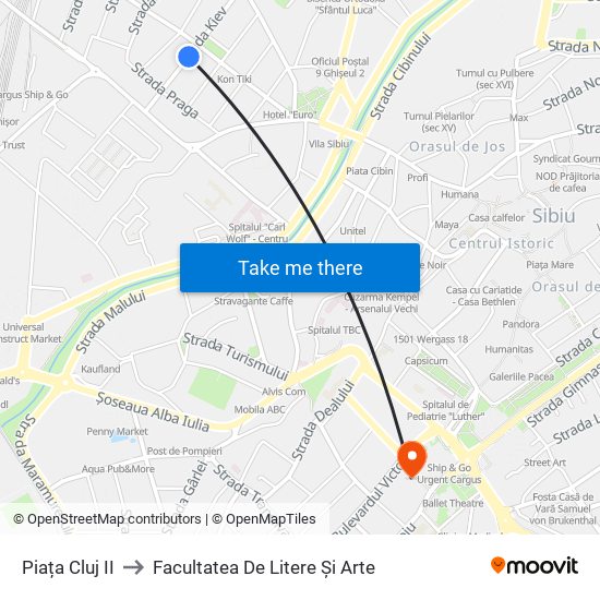 Piața Cluj II to Facultatea De Litere Și Arte map