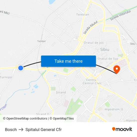 Bosch to Spitalul General Cfr map