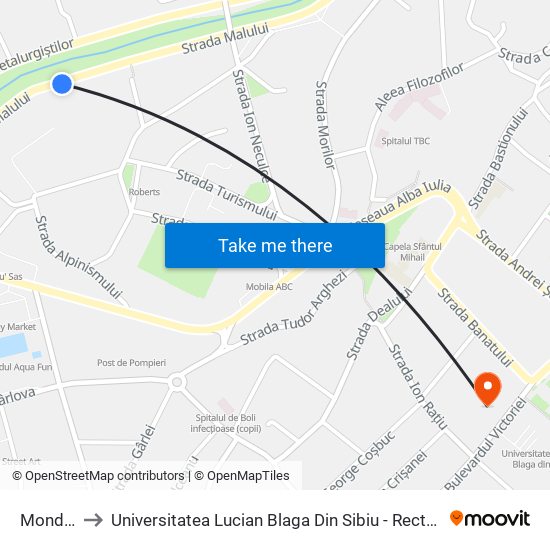 Mondex to Universitatea Lucian Blaga Din Sibiu - Rectoratul map