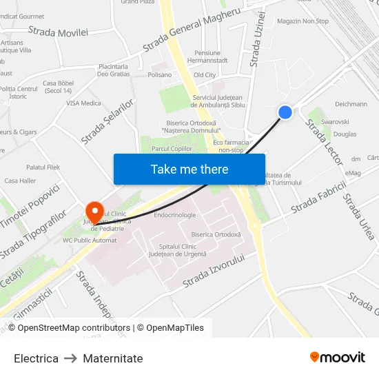 Electrica to Maternitate map