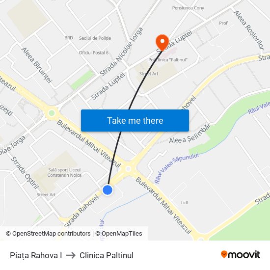 Piața Rahova I to Clinica Paltinul map