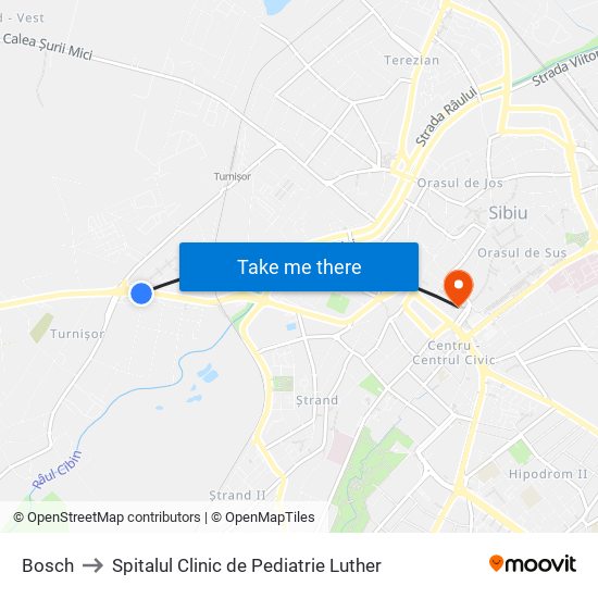 Bosch to Spitalul Clinic de Pediatrie  Luther map