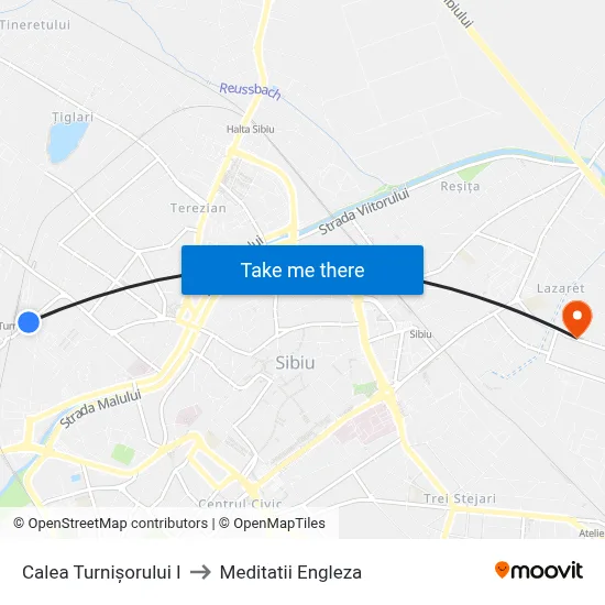 Calea Turnișorului I to Meditatii Engleza map