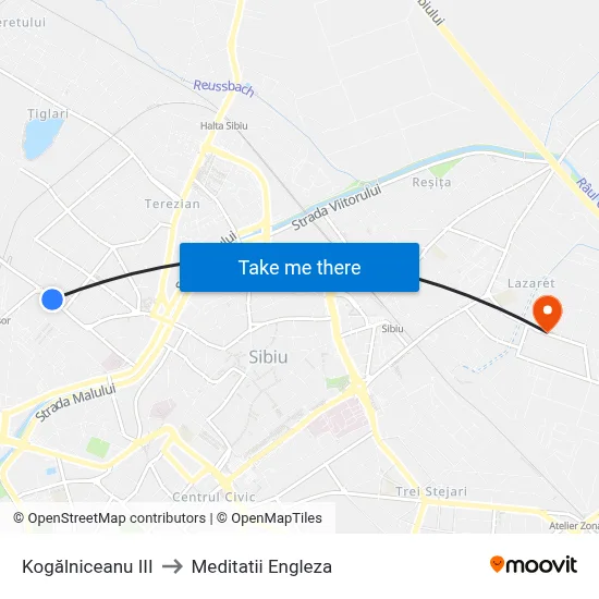 Kogălniceanu III to Meditatii Engleza map