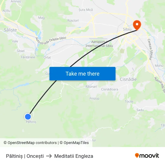 Păltiniș | Oncești to Meditatii Engleza map