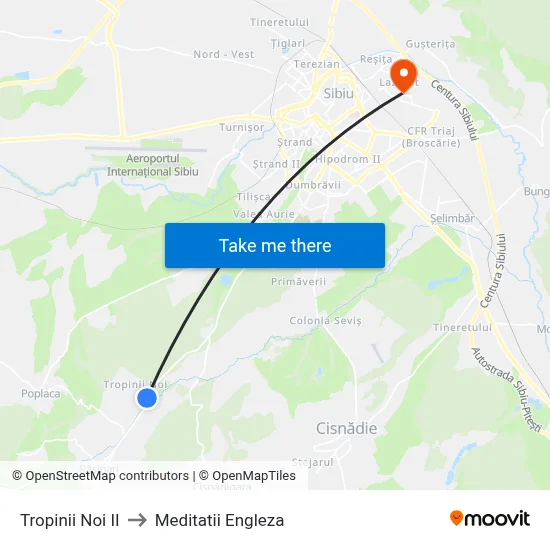 Tropinii Noi II to Meditatii Engleza map
