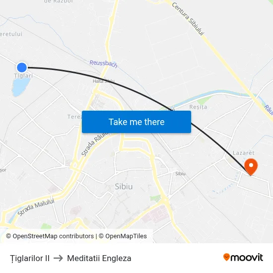Țiglarilor II to Meditatii Engleza map