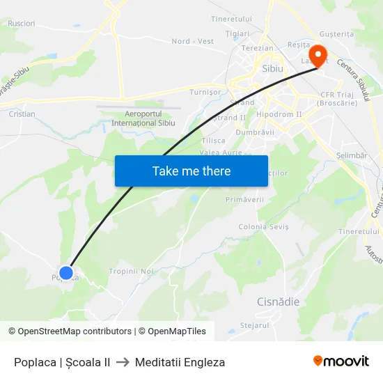 Poplaca | Școala II to Meditatii Engleza map