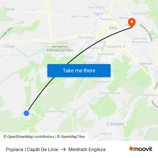 Poplaca | Capăt De Linie to Meditatii Engleza map